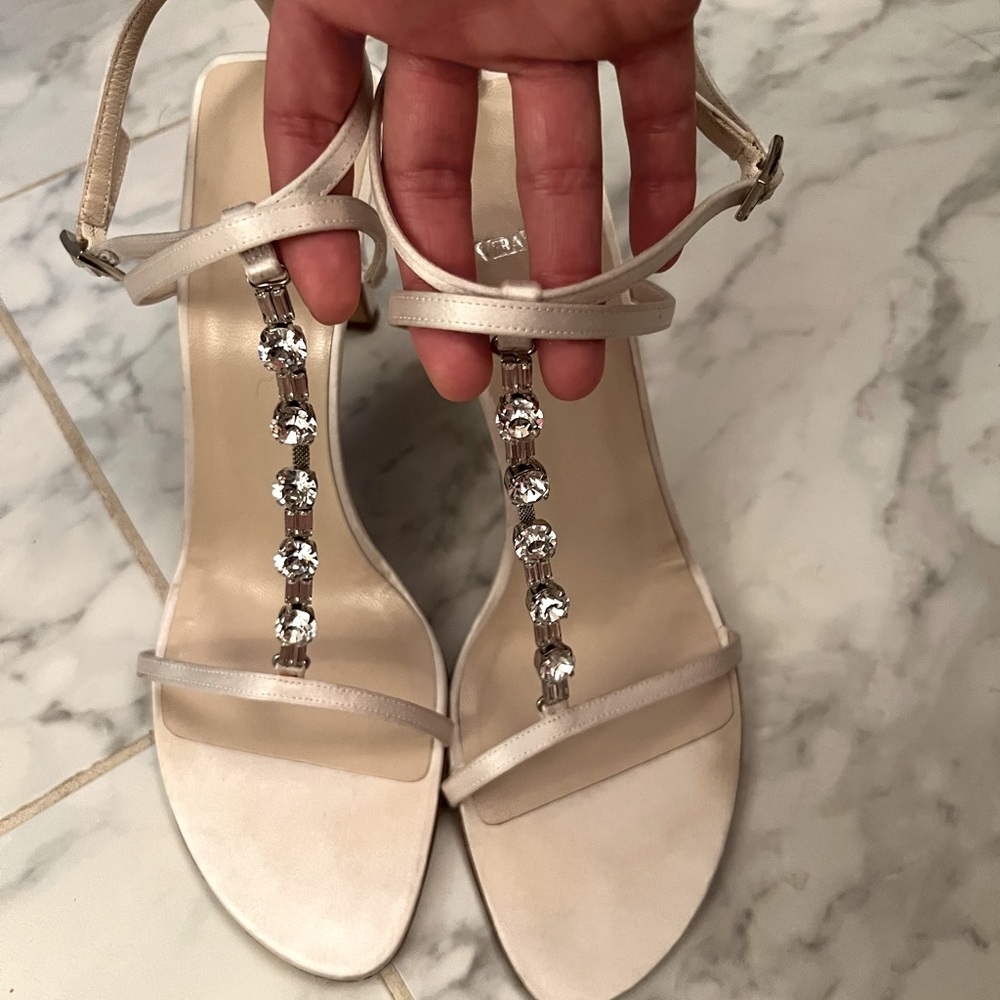 Vera Wang by Stuart Weitzman white silk heels